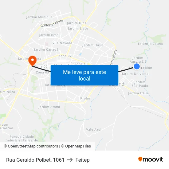 Rua Geraldo Polbet, 1061 to Feitep map