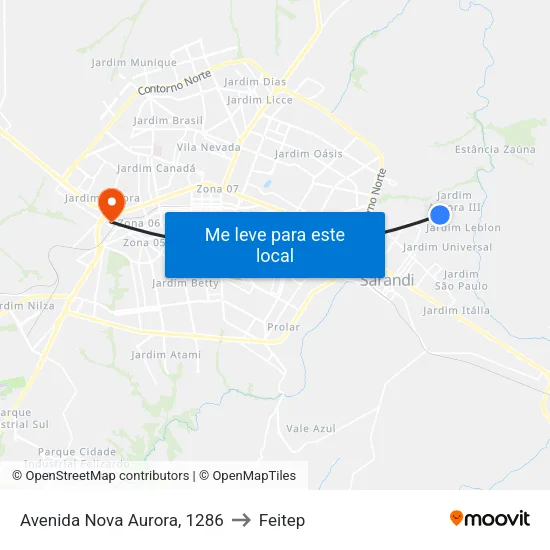 Avenida Nova Aurora, 1286 to Feitep map