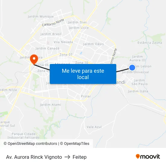 Av. Aurora Rinck Vignoto to Feitep map