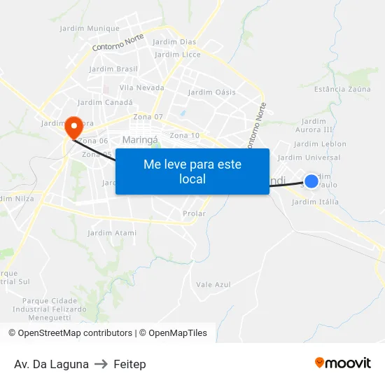 Av. Da Laguna to Feitep map