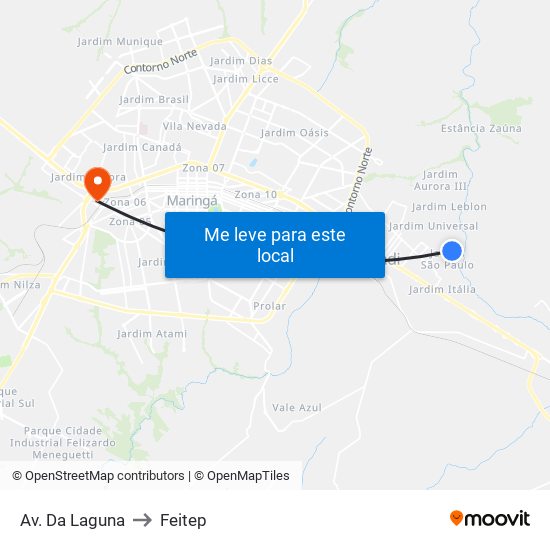 Av. Da Laguna to Feitep map