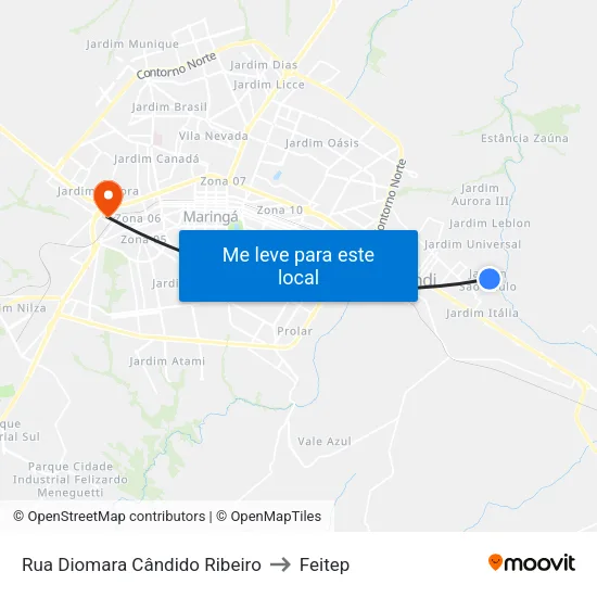 Rua Diomara Cândido Ribeiro to Feitep map