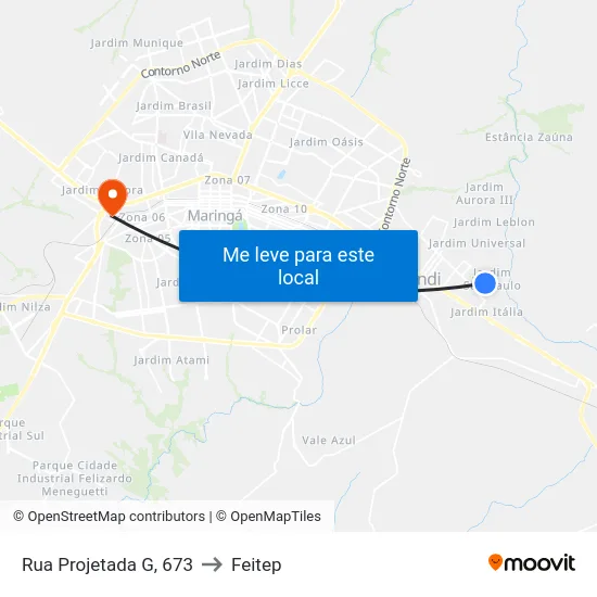 Rua Projetada G, 673 to Feitep map