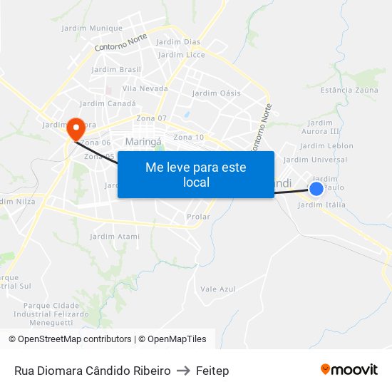 Rua Diomara Cândido Ribeiro to Feitep map