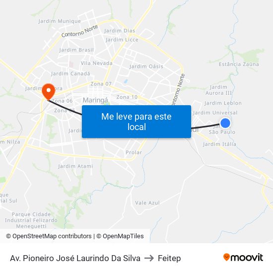 Av. Pioneiro José Laurindo Da Silva to Feitep map