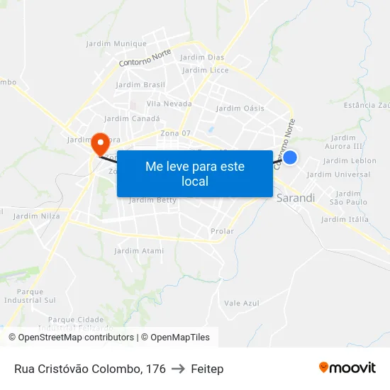 Rua Cristóvão Colombo, 176 to Feitep map