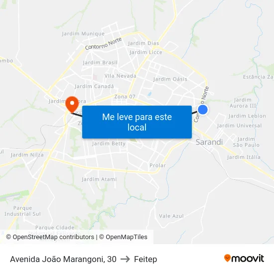 Avenida João Marangoni, 30 to Feitep map
