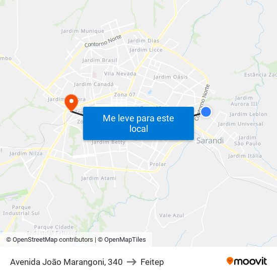 Avenida João Marangoni, 340 to Feitep map