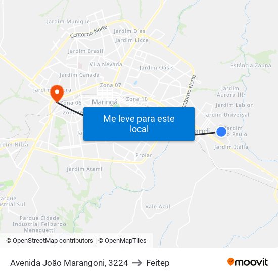 Avenida João Marangoni, 3224 to Feitep map