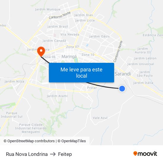 Rua Nova Londrina to Feitep map