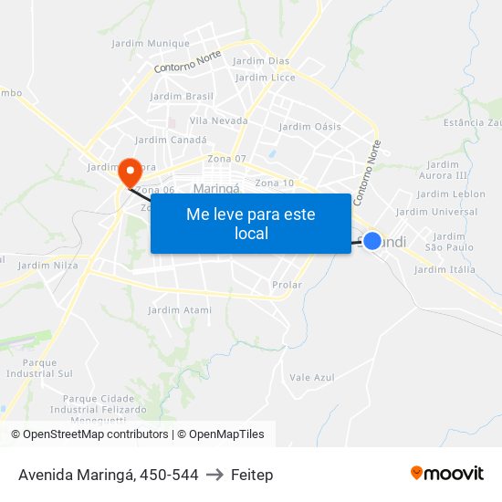 Avenida Maringá, 450-544 to Feitep map