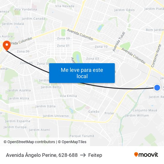Avenida Ângelo Perine, 628-688 to Feitep map