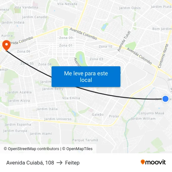 Avenida Cuiabá, 108 to Feitep map