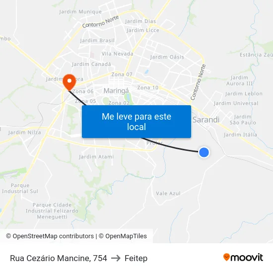 Rua Cezário Mancine, 754 to Feitep map