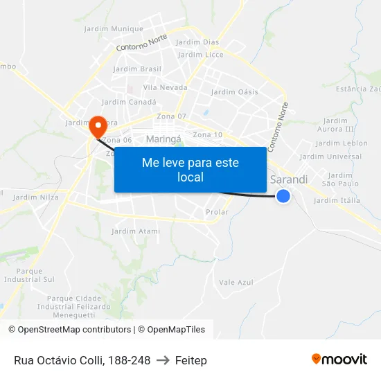 Rua Octávio Colli, 188-248 to Feitep map