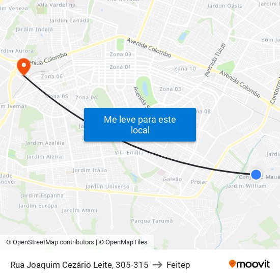 Rua Joaquim Cezário Leite, 305-315 to Feitep map