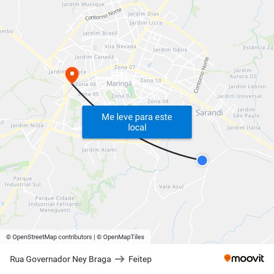 Rua Governador Ney Braga to Feitep map