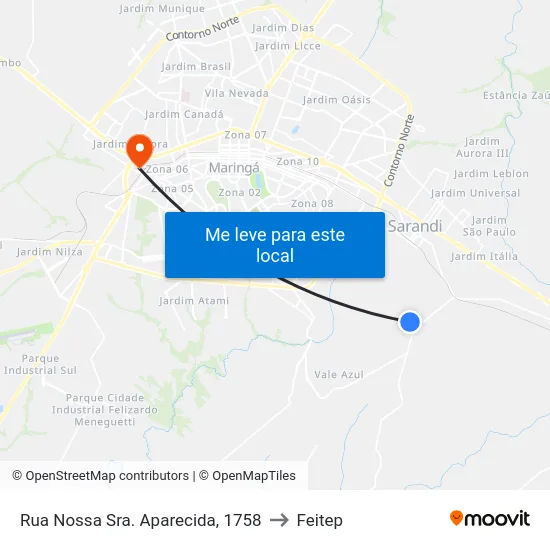 Rua Nossa Sra. Aparecida, 1758 to Feitep map