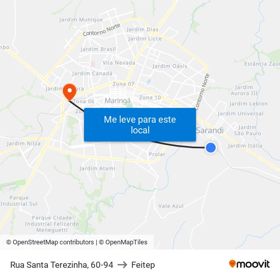 Rua Santa Terezinha, 60-94 to Feitep map