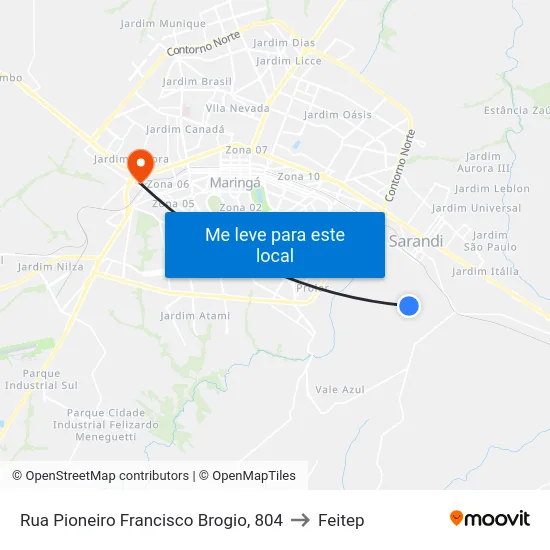 Rua Pioneiro Francisco Brogio, 804 to Feitep map
