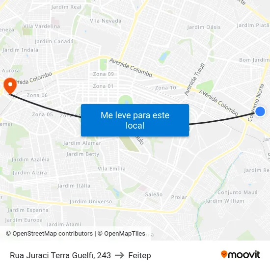 Rua Juraci Terra Guelfi, 243 to Feitep map