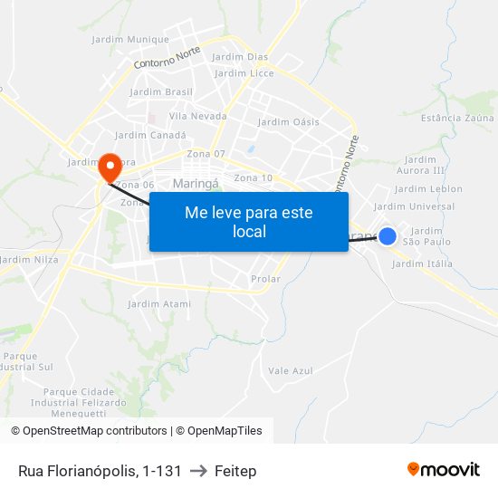 Rua Florianópolis, 1-131 to Feitep map