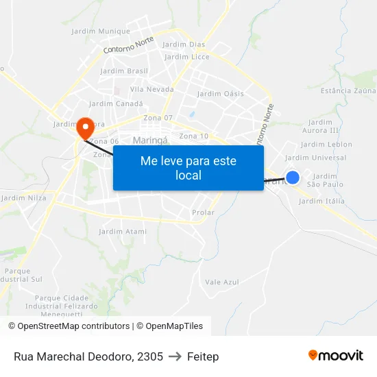 Rua Marechal Deodoro, 2305 to Feitep map