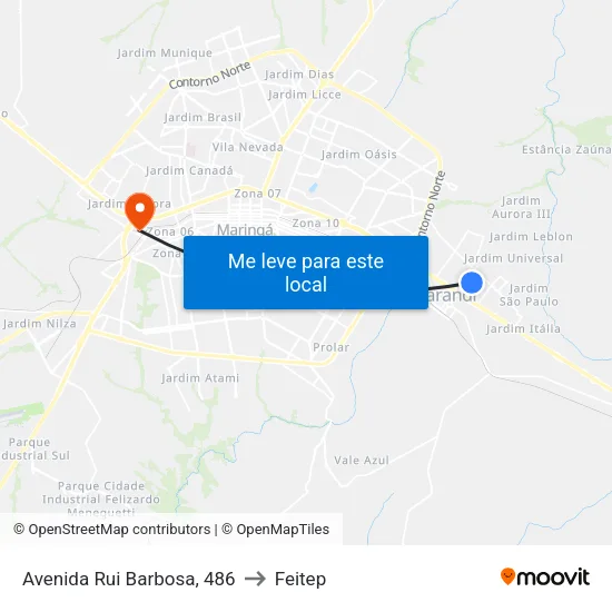 Avenida Rui Barbosa, 486 to Feitep map