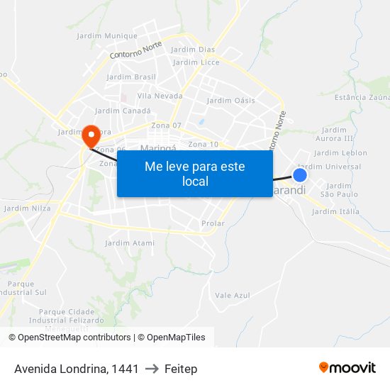 Avenida Londrina, 1441 to Feitep map