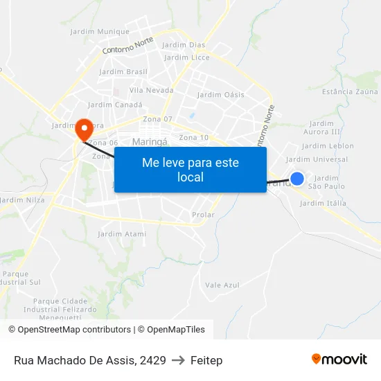 Rua Machado De Assis, 2429 to Feitep map