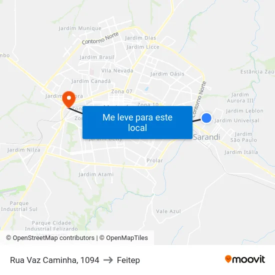 Rua Vaz Caminha, 1094 to Feitep map
