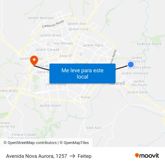 Avenida Nova Aurora, 1257 to Feitep map