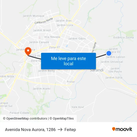 Avenida Nova Aurora, 1286 to Feitep map