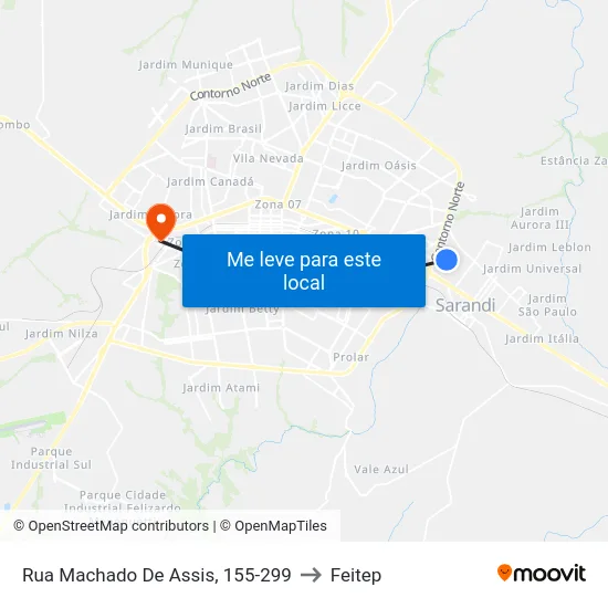 Rua Machado De Assis, 155-299 to Feitep map