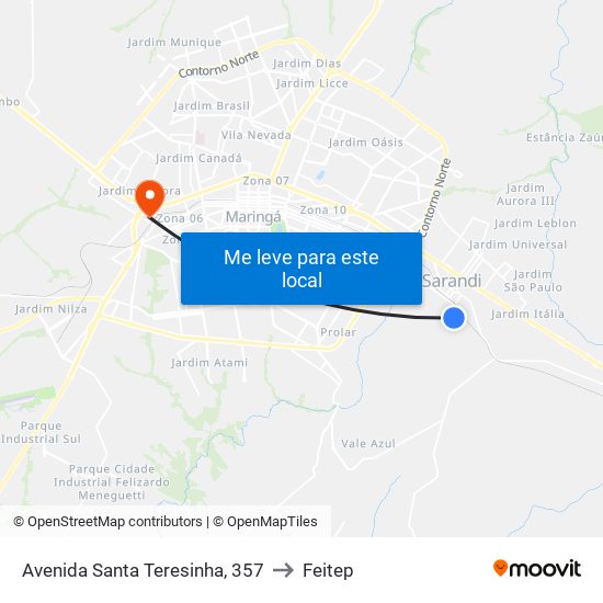 Avenida Santa Teresinha, 357 to Feitep map