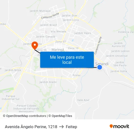Avenida Ângelo Perine, 1218 to Feitep map