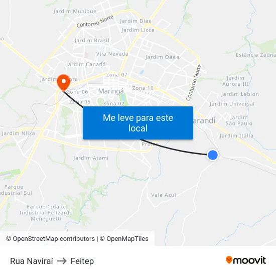 Rua Naviraí to Feitep map