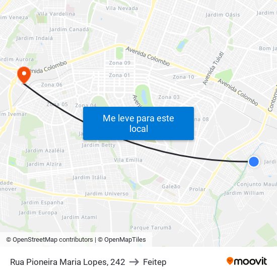 Rua Pioneira Maria Lopes, 242 to Feitep map