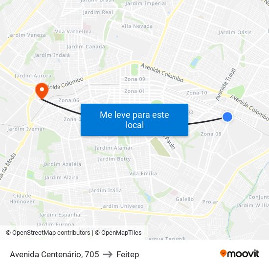 Avenida Centenário, 705 to Feitep map