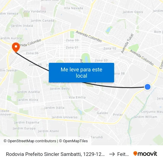 Rodovia Prefeito Sincler Sambatti, 1229-1287 to Feitep map