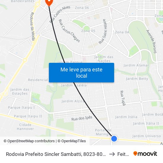 Rodovia Prefeito Sincler Sambatti, 8023-8099 to Feitep map