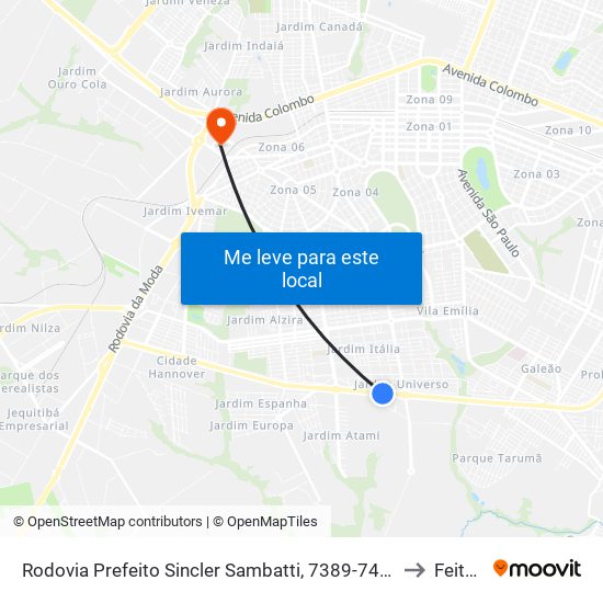 Rodovia Prefeito Sincler Sambatti, 7389-7435 to Feitep map