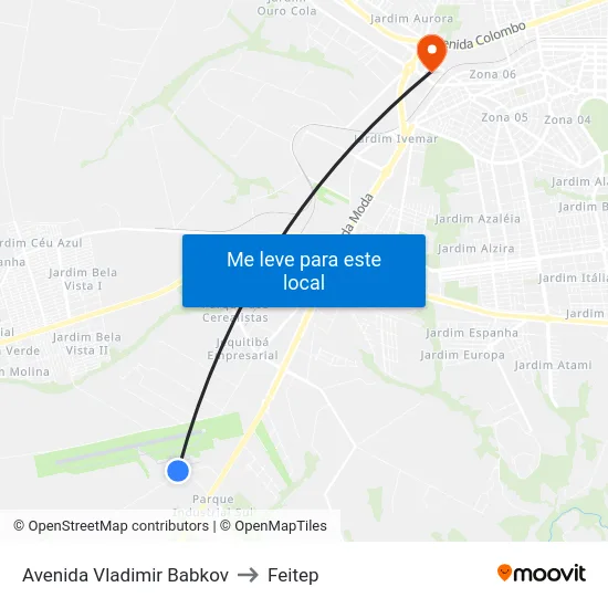 Avenida Vladimir Babkov to Feitep map