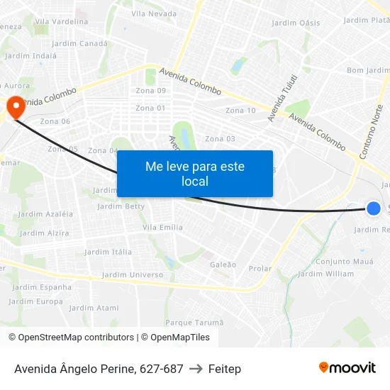 Avenida Ângelo Perine, 627-687 to Feitep map