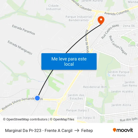 Marginal Da Pr-323 - Frente A Cargil to Feitep map