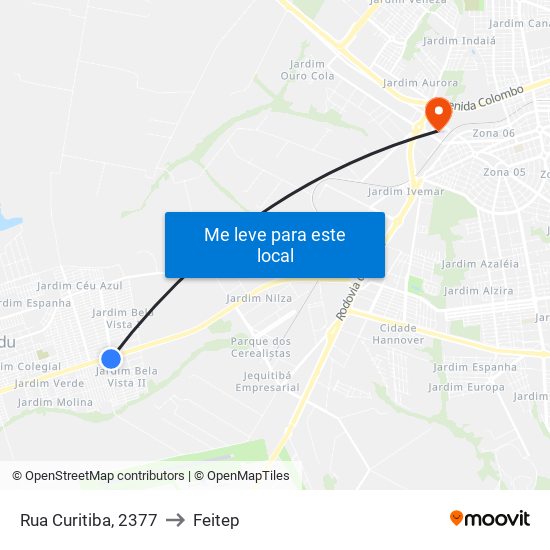 Rua Curitiba, 2377 to Feitep map