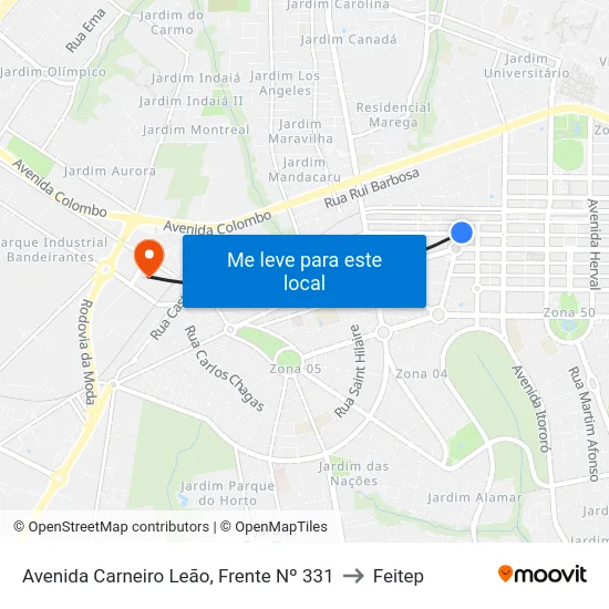Avenida Carneiro Leão, Frente  Nº 331 to Feitep map