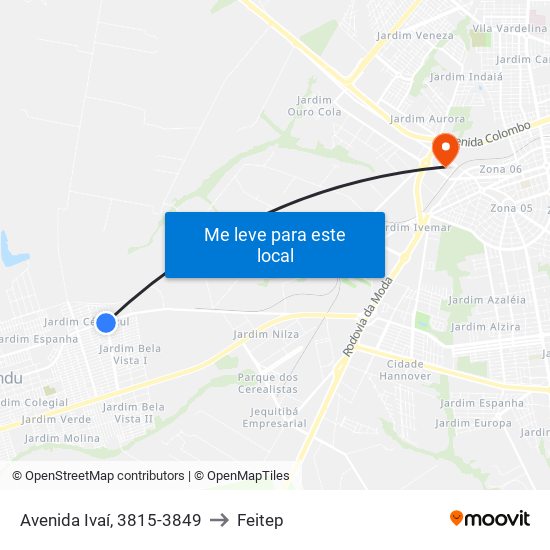 Avenida Ivaí, 3815-3849 to Feitep map
