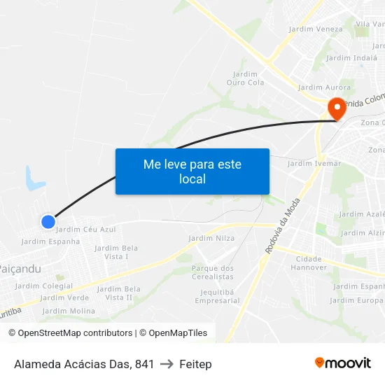 Alameda Acácias Das, 841 to Feitep map