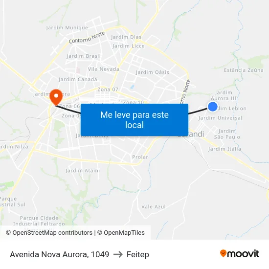 Avenida Nova Aurora, 1049 to Feitep map